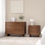 Dark Wood Mid Century 2 Drawer Bedside Table - Emile Sustainable Furniture