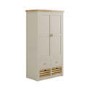 Beige Double Freestanding Kitchen Larder Pantry Cupboard with Oak Crate Drawers - Emilia