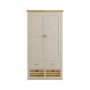 Beige Double Freestanding Kitchen Larder Pantry Cupboard with Oak Crate Drawers - Emilia