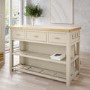 Beige Freestanding Kitchen Island with Storage & Stone Top - 140cm - Emilia