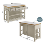 Beige Freestanding Kitchen Island with Storage & Stone Top - 140cm - Emilia