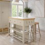 Beige Freestanding Kitchen Island with Storage & Stone Top - 140cm - Emilia