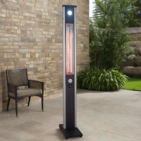 electriQ Freestanding Electric Patio Heater - 1.8kW with 5 Heat Settings Remote and Light