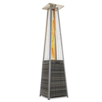 electriQ Pyramid Flame Tower Outdoor Gas Patio Heater - Grey Rattan