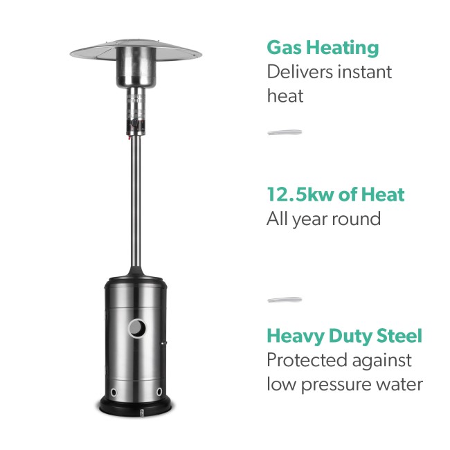 electriQ Mushroom Outdoor Gas Patio Heater - Silver