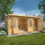 Mercia -  Pent Log Cabin With Side Shed 5.1 x 2.4m - 19mm