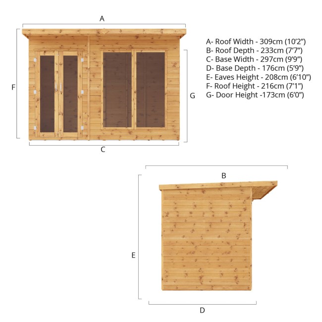 Mercia - 10 x 6 Maine Pent Summerhouse