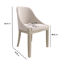 Beige Textured Upholstered Curved Dining Chair with Wooden Legs - Etta