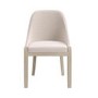 Beige Textured Upholstered Curved Dining Chair with Wooden Legs - Etta