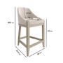 Beige Textured Upholstered Kitchen Stool With Back  - Etta