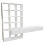 White Gloss Wall Hung Bookcase with Open Shelving and Drawers - Everett