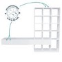 White Gloss Wall Hung Bookcase with Open Shelving and Drawers - Everett