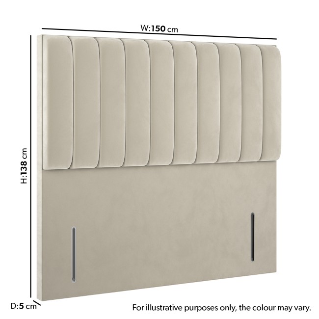 Beige Velvet King Size Headboard with Vertical Stripe - Langston