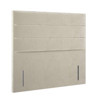 Beige Velvet Single Headboard with Horizontal Stripe - Langston