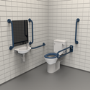 Close coupled Doc M toilet pack steel exposed fixings dark blue