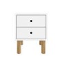 Kids White Scandi 2 Drawer Bedside Table with Wooden Legs - Juni