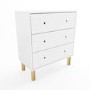 Kids White Scandi Chest of 3 Drawers with Wooden Legs - Juni