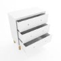 Kids White Scandi Chest of 3 Drawers with Wooden Legs - Juni