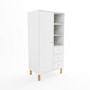 Kids White Scandi Wardrobe with Drawers and Shelves - Juni