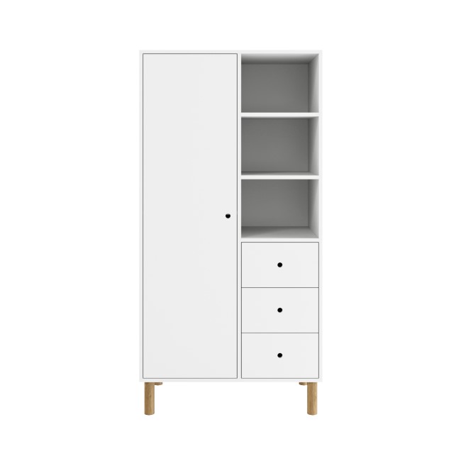 Kids White Scandi Wardrobe with Drawers and Shelves - Juni