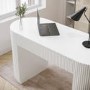 Large White Ribbed Desk with Drawers - Finn