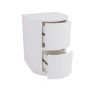 Small White Ribbed Office Cupboard and Drawers - Finn