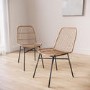 Set of 2 Brown Rattan Dining Chairs with Black Legs - Fion