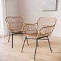 ONLY OPENED - Pair of Brown Rattan Dining Armchairs - Fion