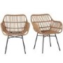 ONLY OPENED - Pair of Brown Rattan Dining Armchairs - Fion