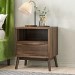 Walnut Mid-Century Bedside Table with Drawer - Frances