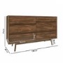 Wide Walnut Mid-Century Chest of 6 Drawers with Legs - Frances