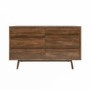 Wide Walnut Mid-Century Chest of 6 Drawers with Legs - Frances