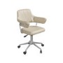 Beige Faux Leather Swivel Office Chair with Arms - Fenix 