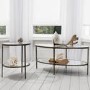 Oval Bronze Glass Top Coffee Table with Storage - Hudson