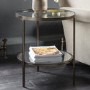 Round Bronze Glass Top Side Table with Storage - Hudson