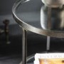 Round Bronze Glass Top Side Table with Storage - Hudson