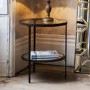 Round Bronze Glass Top Side Table with Storage - Hudson