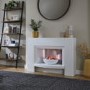 Suncrest Stockeld Electric Fireplace Suite in White with Glowing Pebble Bowl