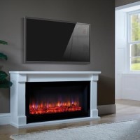 Suncrest Bradbury White and Black Freestanding Electric Fireplace Suite