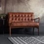 Brown Leather Buttoned Sofa - Seats 2 - Caspian House