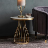 Round Gold Glass Top Side Table - Southgate