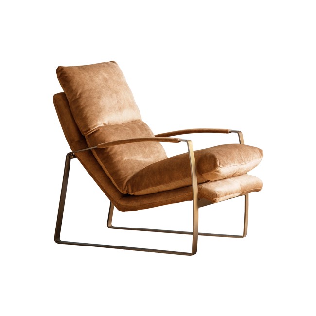 Tan Leather Accent Chair with Gold Frame - Fabien Gallery