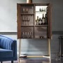 ONLY OPENED - Tate Drinks Cabinet in Brown with Brass Finish - Caspain House