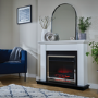 Suncrest White and Chrome Freestanding Fireplace Suite - Antigua