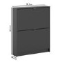 Matte Black Shoe Cabinet with 2 Tilting Doors - 6 Pairs