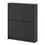 Matte Black Shoe Cabinet with 2 Tilting Doors - 6 Pairs