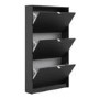 Slim Matt Black Wall Hung Shoe Cabinet with 3 Drawers - 9 Pairs