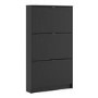 Slim Matt Black Wall Hung Shoe Cabinet with 3 Drawers - 9 Pairs