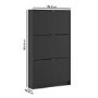 Slim Matt Black Wall Hung Shoe Cabinet with 3 Drawers - 9 Pairs