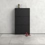 Slim Matt Black Wall Hung Shoe Cabinet with 3 Drawers - 9 Pairs